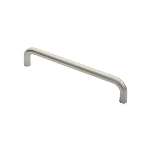 4x Round D Bar Pull Handle 319 x 19mm 300mm Fixing Centres Satin Stainless Steel