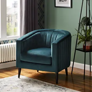 Adwen Dark green Velvet effect Relaxer chair (H)735mm (W)720mm (D)755mm