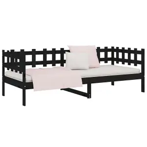 Berkfield Day Bed Black 90x190 cm Solid Wood Pine