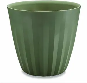 Crescent Garden Pleat Planter, Large Outdoor/Indoor Pot 15-Inch in Olive