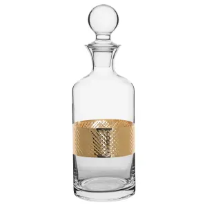 Traditional Glass Gold Embossed Christmas Glassware Spirit Whisky Decanter Carafe Jug 1.5L