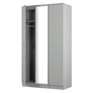 Yarmouth Ready assembled Modern Black & white Tall Triple Wardrobe With 1 mirror door (H)1960mm (W)1108mm (D)530mm