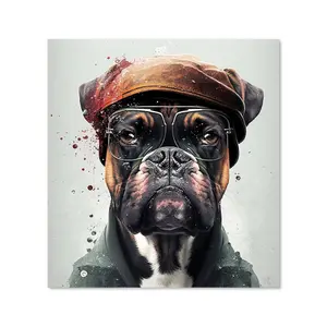 Boxer Dog With Hat Splashart Premium Glass Kitchen Splashback W700mm x H750mm