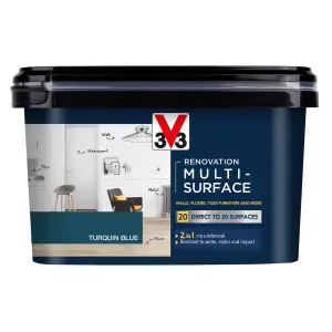 V33 Renovation Turquin Blue Satinwood Multi-surface paint, 2L