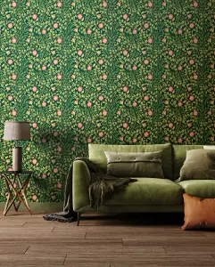 Hoopla Walls Rosehip Trail Forest Green Smooth Matt Wallpaper