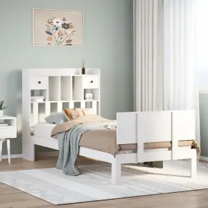 Berkfield Bookcase Bed without Mattress White 100x200cm Solid Wood Pine