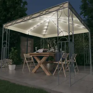 Berkfield Gazebo with LED String Lights 300x300 cm Cream