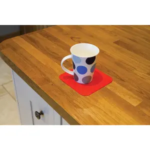 4 Pk Red Anti Slip Silicone Table Coasters - 90 x 90mm - Dishwasher Safe