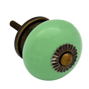 Nicola Spring - Round Ceramic Cabinet Knob - Green