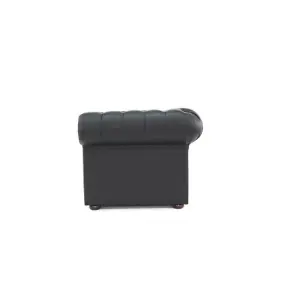 Chesterfield 3 Seater Shelly Black Real Leather Sofa Bespoke In Classic Style