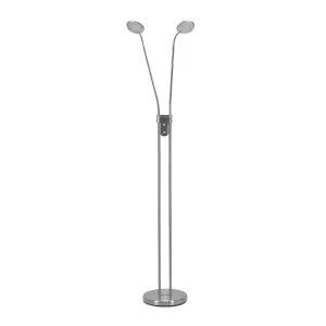 ValueLights Beata Brushed Chrome Integrated LED 2 Way Floor Lamp