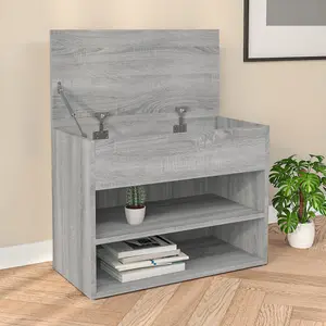 Berkfield Shoe Bench Grey Sonoma 60x30x45 cm Engineered Wood