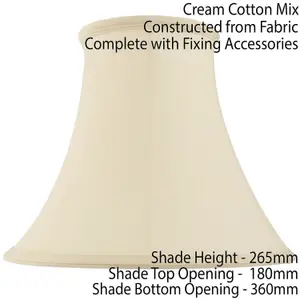 14" Round Bell Handmade Lamp Shade Cream Fabric Classic Table Light Bulb Cover