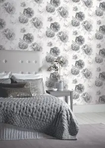 Arthouse Flower Garden Mono Wallpaper