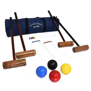 Garden Croquet Set - Cottage 4 Player - Full Size Composite Balls in a Storage Bag