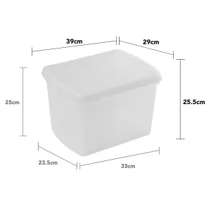 Wham Clip 3x 21.5L Rectangular Plastic Storage Boxes with Secure Clip Lock Lids. L:39 x W:29 x H:25.5cm Clear/Clear/Clear