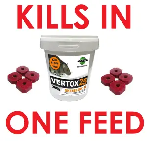 Rat Poisoning Blocks Mouse Bait Blocks Single Feed Rodent Killer Max Strength Fast Acting All Weather Bait Block Vertox 300g