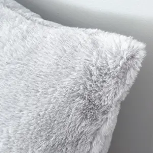 Catherine Lansfield Cosy Glamour Fur 45x45 cm Cushion Silver Grey