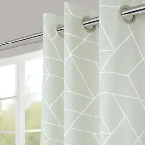 Light grey Geo cubes Lined Eyelet Curtain (W)228cm (L)228cm, Pair