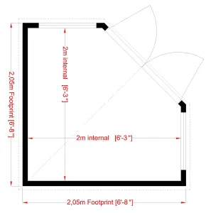 Shire with Double door & 2 windows Pent Wooden Summer house (H)2130mm x (W)2050mm