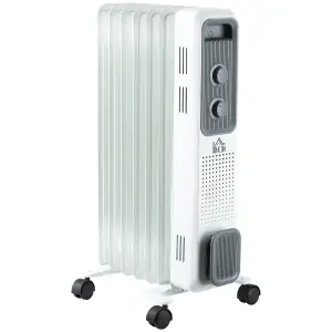 HOMCOM Oil Filled Radiator Portable Space Heater W/ 7 Fin, 3 Heat Settings