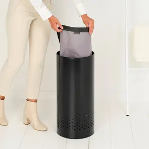 Brabantia Laundry Bin Black / 63.5cm H x 38cm W x 38cm D