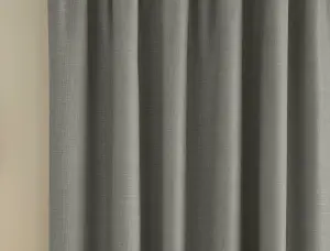 Enhanced Living 100% Blackout Thermal Grey Linen Look Tape Top Curtains   Pair 66 x 54 inch (168x137cm)