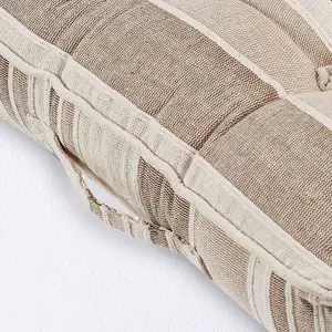 Homescapes Morocco Striped Cotton Floor Cushion Beige