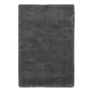 Charcoal Shaggy Modern Plain Easy to clean Rug for Dining Room Bed Room and Living Room-120cm X 170cm