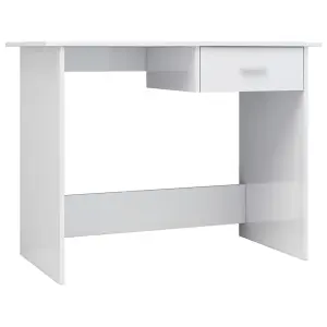 Berkfield Desk High Gloss White 100x50x76 cm Engineered Wood