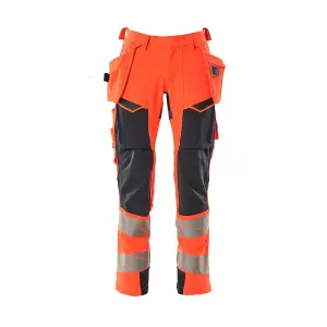 Mascot Accelerate Safe Trousers with Holster Pockets - Hi-Vis Red/Dark Navy   (38.5) (Leg Length - Regular)