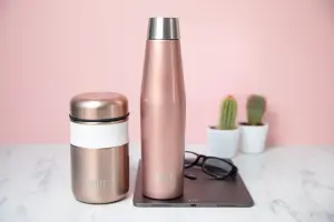 BUILT Apex 2 Piece Insulated Water Bottle & Food Flask Lunch Set, Rose Gold