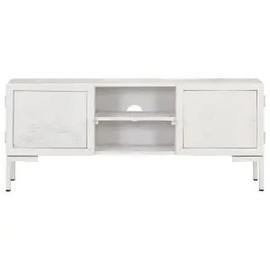 Berkfield TV Cabinet White 115x30x46 cm Solid Mango Wood