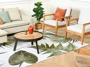 Cotton Area Rug Leaves Motif 200 x 300 cm Green BARZAH