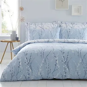 Dunelm Belle Reversible Duvet Cover And Pillowcase Set, Coastal, Size: Double, Blue, 100% Cotton