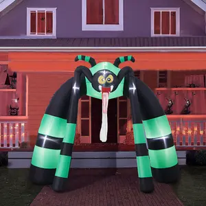 10ft Halloween Inflatables Outdoor Decorations, Angry Spider Archway Inflatable with Build-In LED for Yard Party Holiday