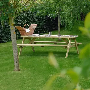 Oakham 6ft Rounded Picnic Bench - L183 x W140 x H72.5 cm - Light Green