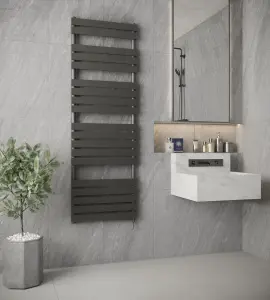 VURTU9 Designer Vertical Electric Radiator, 1800(H) x 600(W), Anthracite, 613687