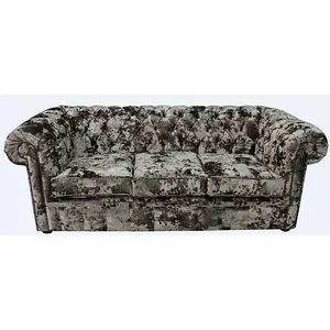 Chesterfield Handmade 3 Seater Sofa Settee Lustro Liqueur Velvet Fabric In Classic Style