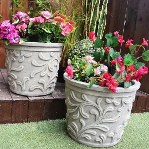 Small Wavy Leaves Stone cast Flower Pots