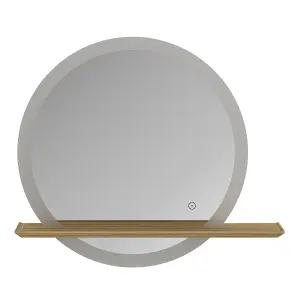 GoodHome Avela Oak Circular Wall-mounted Bathroom Illuminated Bathroom mirror (H)70cm (W)80cm