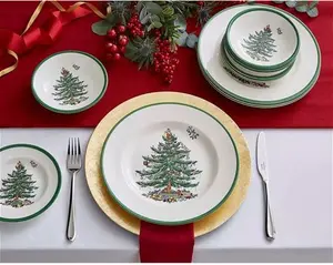 Spode Christmas Tree Stoneware Dinnerware Set, 12 Piece, White/Green