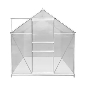 Polycarbonate Greenhouse 6ft x 8ft With Base - Silver