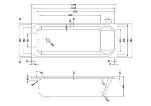 Traditional Straight Single Ended Shower Bath Tub - 1700mm x 700mm