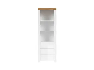 Display Cabinet Tall Unit Shelving Bookcase Modern White Gloss Oak Effect Holten