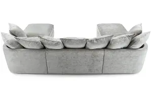 Luxe U-Shaped Sofa Scatter Back Removable Footstool Grey