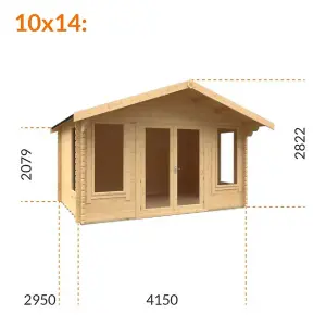 10ft x 14ft (2950mm x 4150mm) Horsforth "The New England" 44mm Log Cabin With 4 Windows