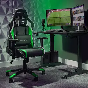 X-Rocker Agility Compact Gaming Chair Racing PC Reclining Adjustable PC Gaming Seat for Kids and Juniors - GREEN