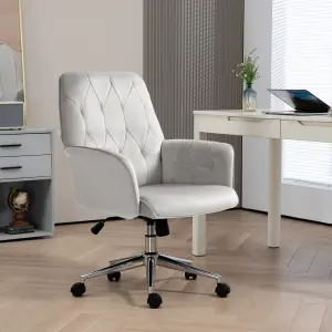 Vinsetto Swivel Computer Chair w/ Arm Modern Style Tufted Home Office Light Grey