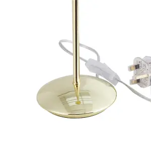 Contemporary and Sleek Polished Brass Metal Table Lamp Base with Inline Switch